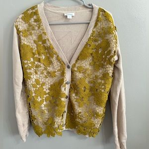 Sundance Catalog Sweater Cardigan with Lace Inset